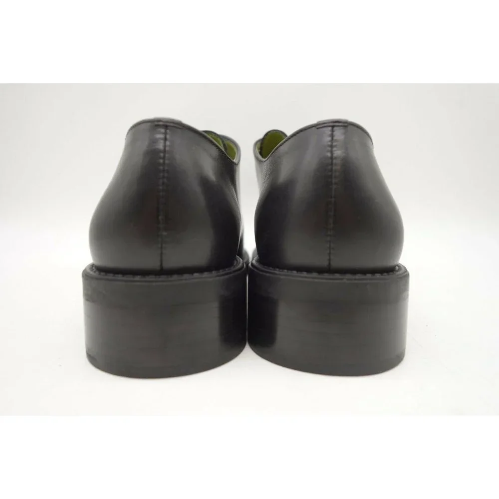 Nine West Black Leather Double Buckle Platform Shoes